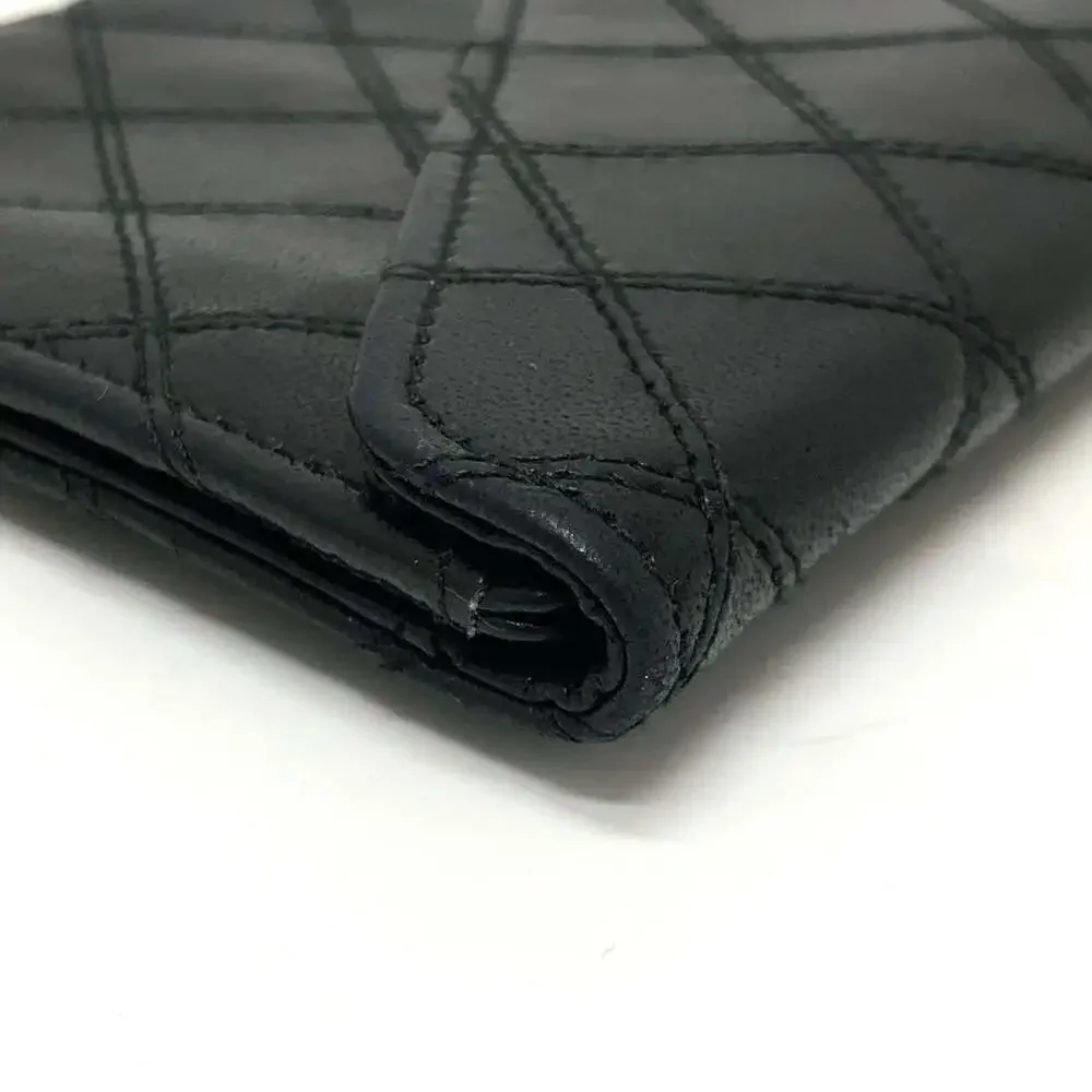 CHANEL Black Lambskin Leather Wallet